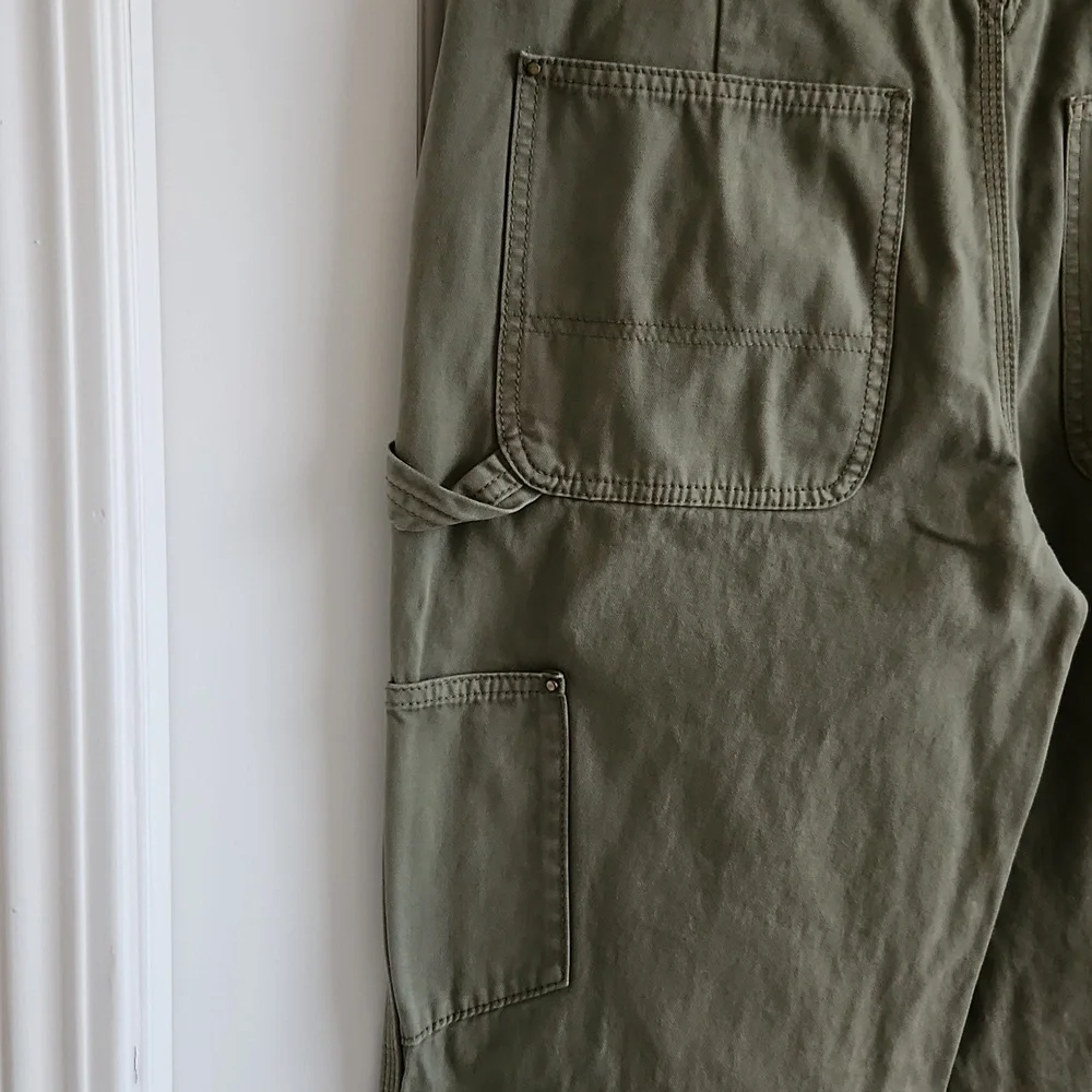TORY BURCH Carpenter Pants Olive Green Wide Barrel Leg Pants Size 28